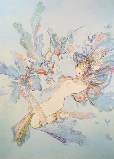 天野喜孝の絵画作品　タイトルは、花